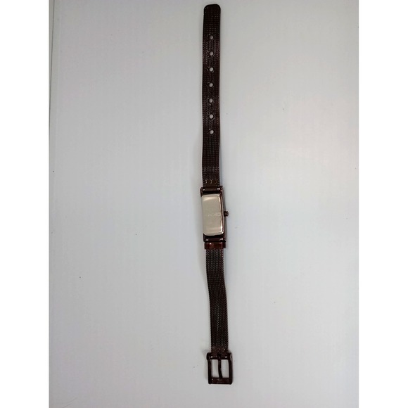 DKNY Women Chocolate Brown Slim Mesh Watch Minimalist Rectangular New Battery - Picture 9 of 11